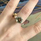 Green Crystal Silver Ring