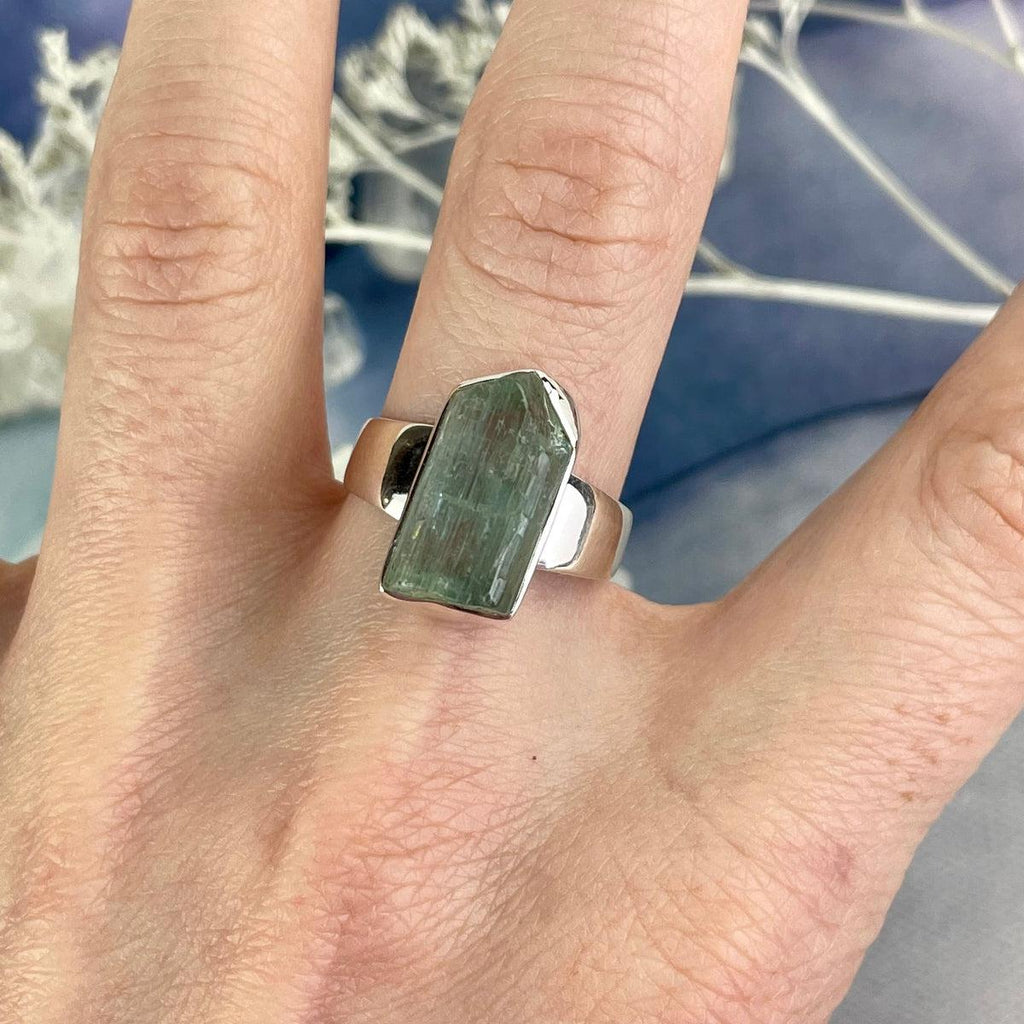 Thick Band Aquamarine Ring