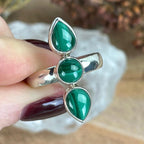Three Stone Malachite Ring