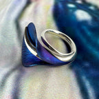 Janusz Szkutnik Titanium & Sterling Silver Hand-Etched Straight Edged Lily Ring