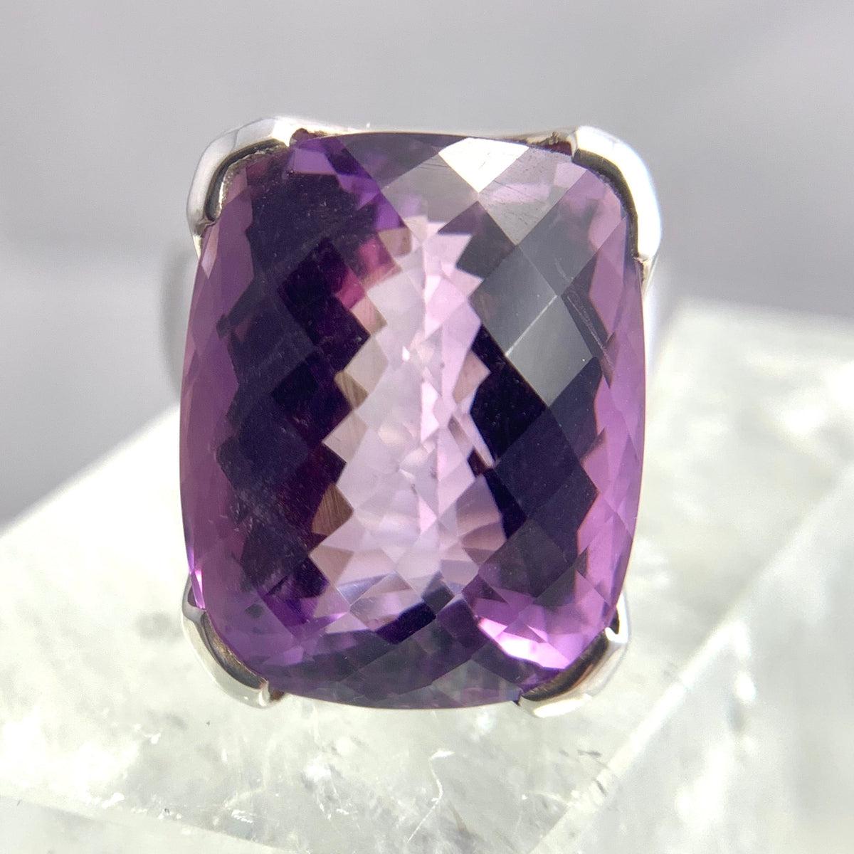 Large Finger Size Amethyst Ring