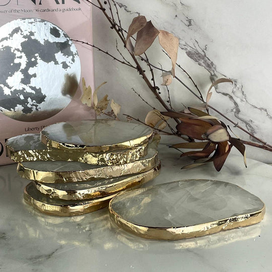 Quartz Crystal Slices With Gold Trim