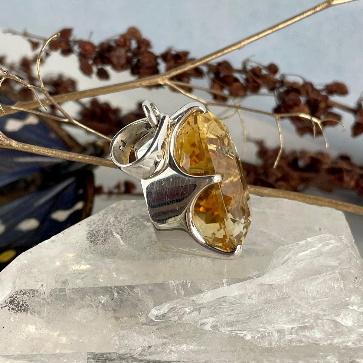 Triangle Cut Citrine Pendant