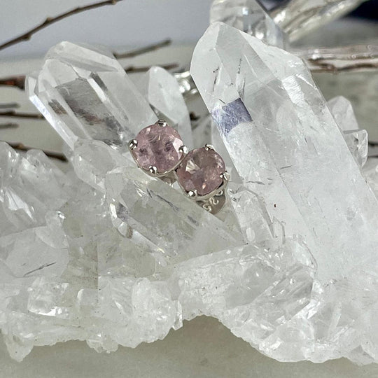 Morganite Brilliant Cut Stud Earrings