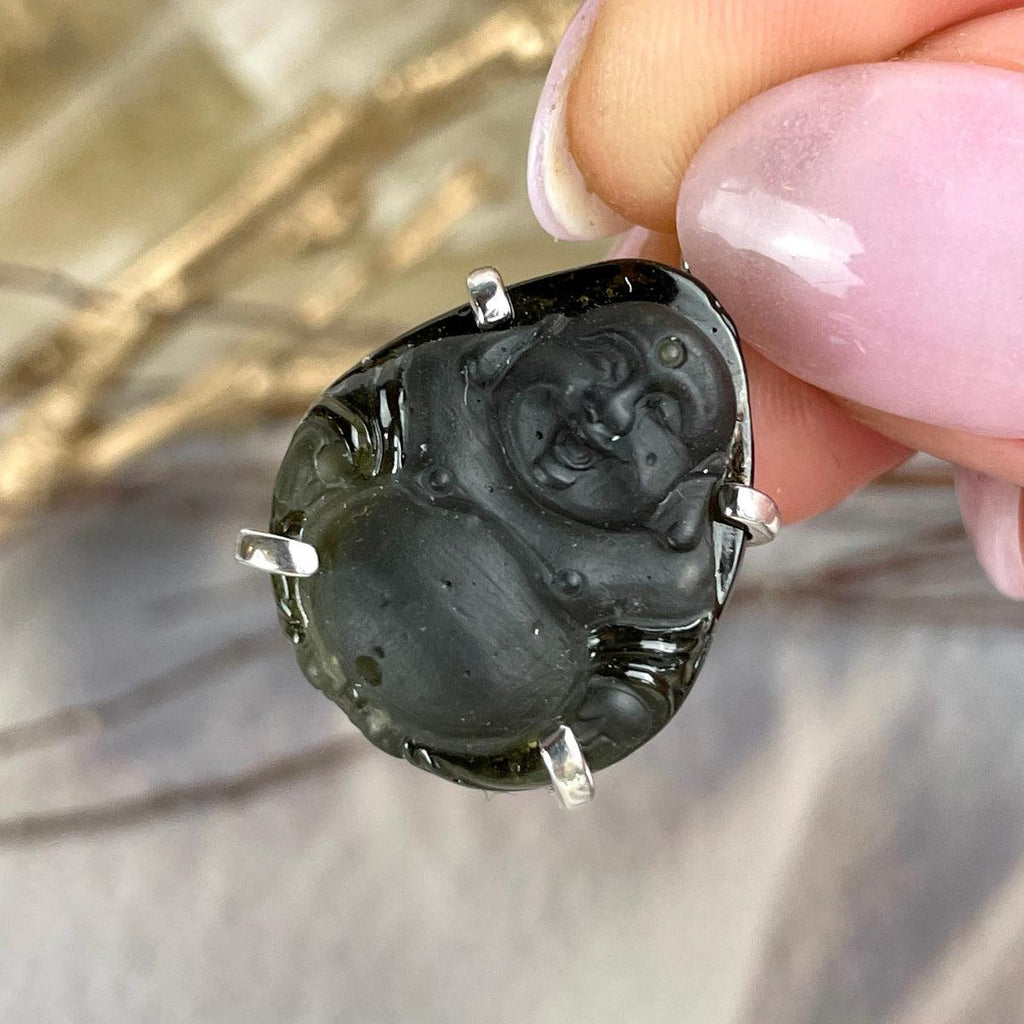 Moldavite Buddha Pendant