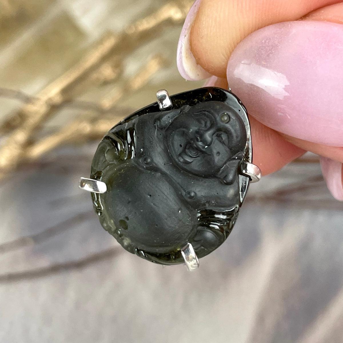 Moldavite Buddha Pendant