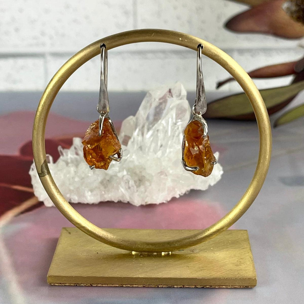 Rough Citrine Crystal Earrings