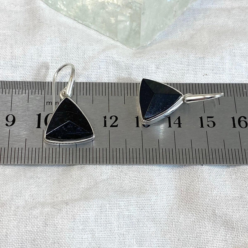 Black Tourmaline Triangle Drop Earrings