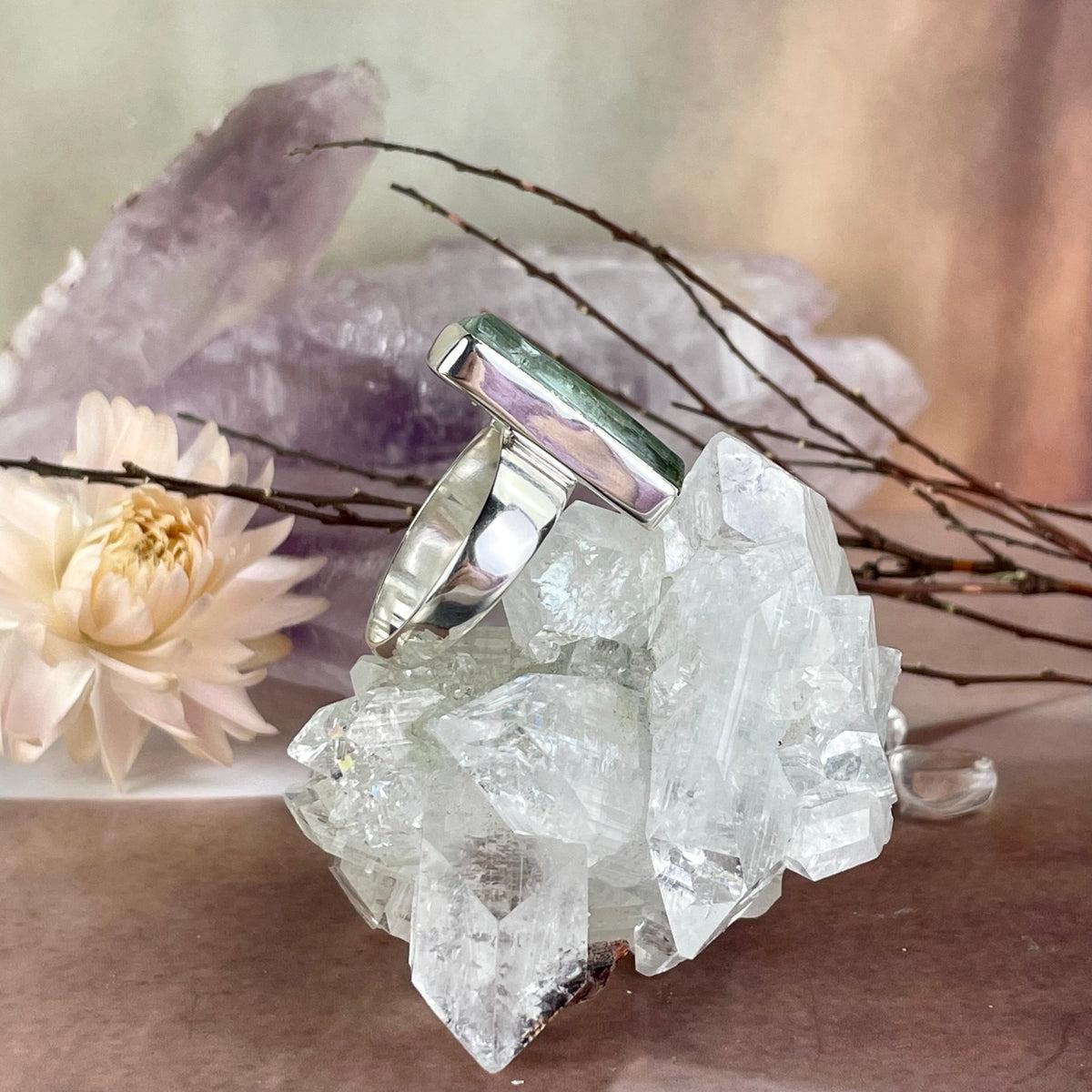 Semi Rough Aquamarine Stone Ring