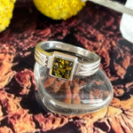 Green Amber Square Ring