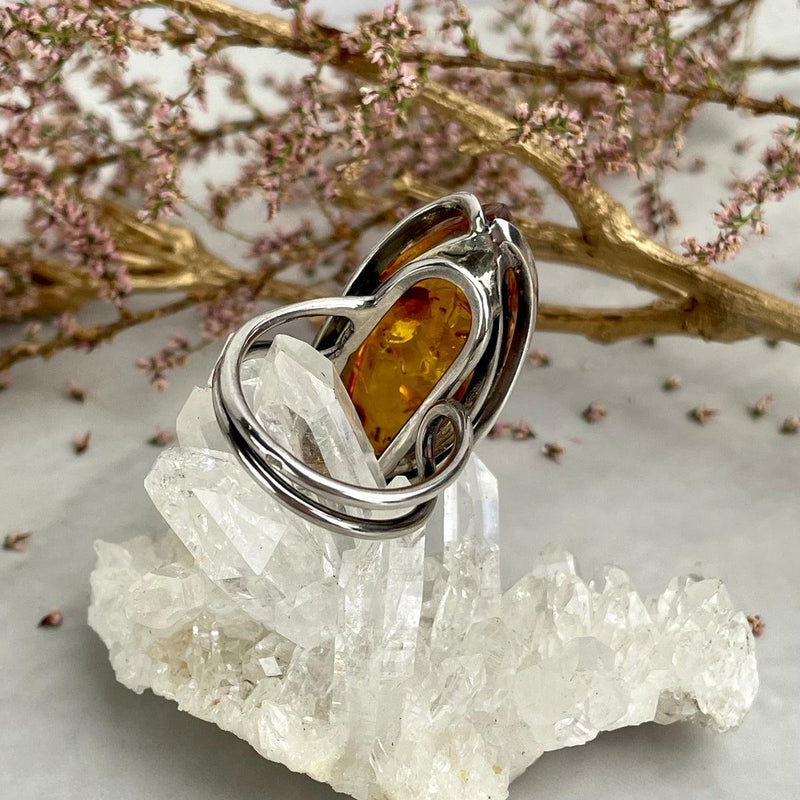 Oval Amber Contemporary Ring