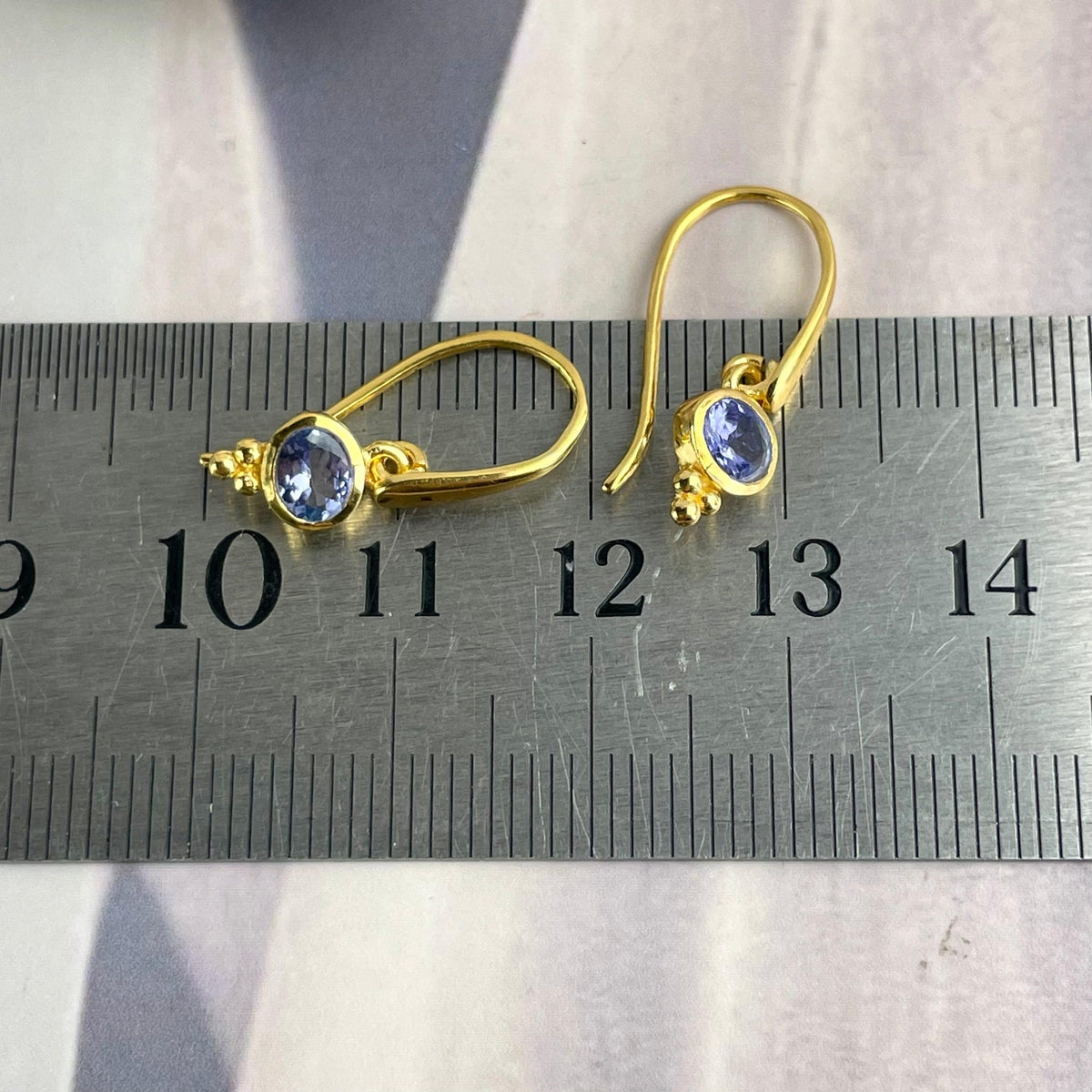 Purple Crystal Gold Earrings