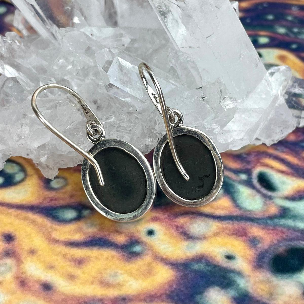 Black Tourmaline Unpolished Earrings
