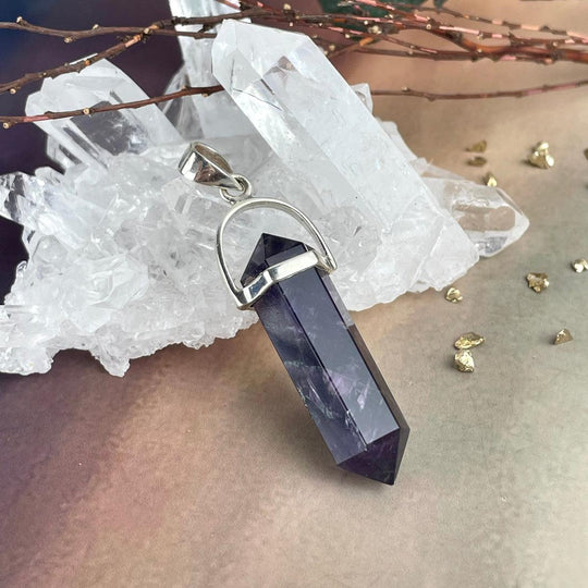 Amethyst Double Terminated Crystal Point Pendant
