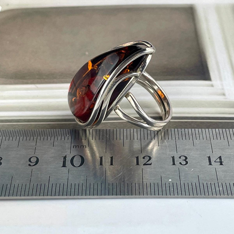 Baltic Orange Amber Ring 