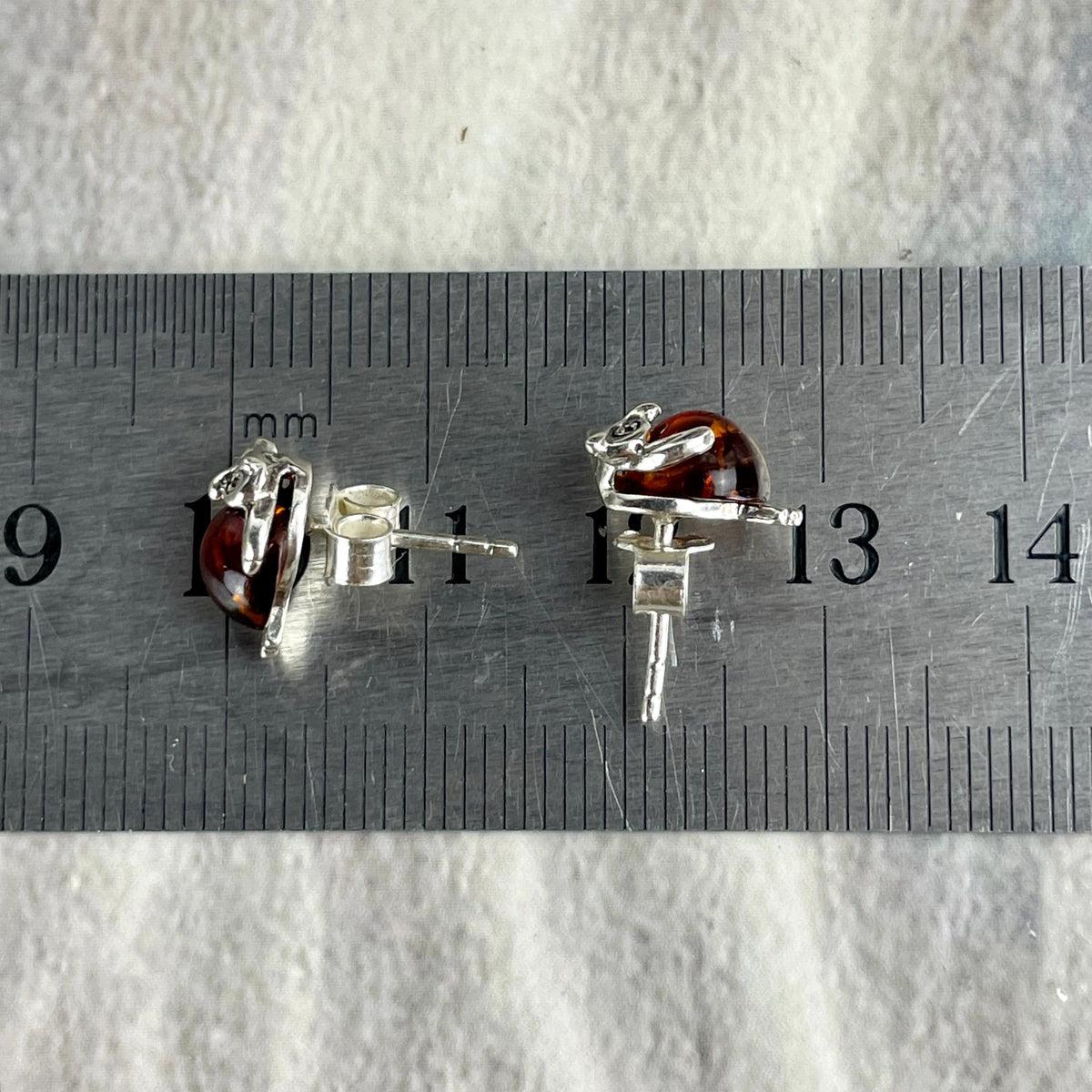 Sterling Silver Amber Stud Earrings
