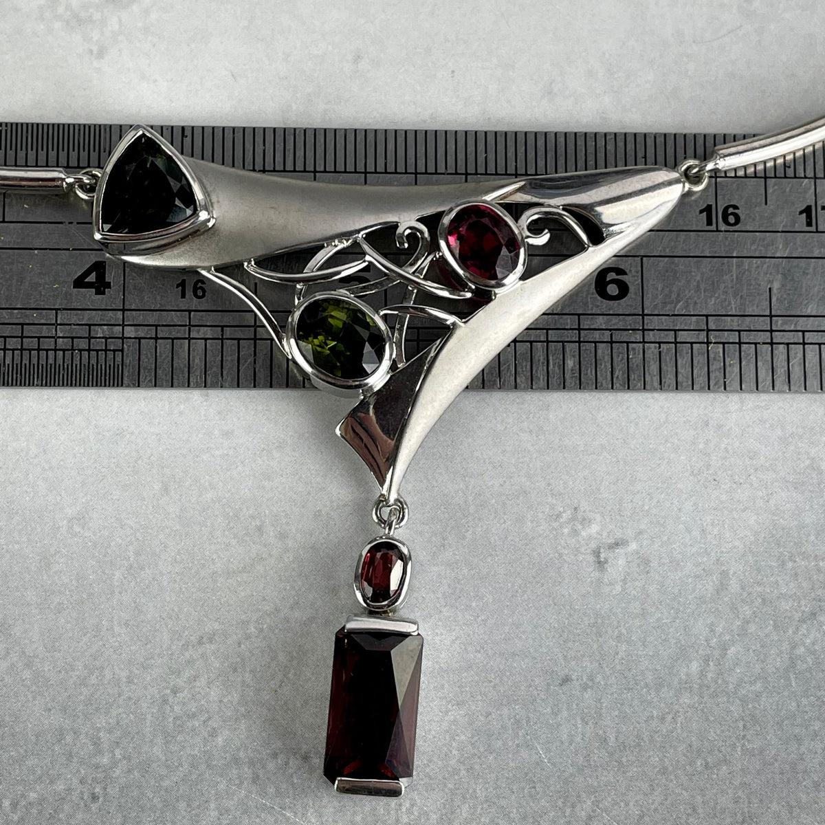 Unique Gemstone Silver Necklace