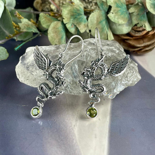 Peridot Dragon Earrings