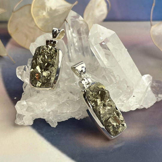 Pyrite Raw Rectangle Pendants