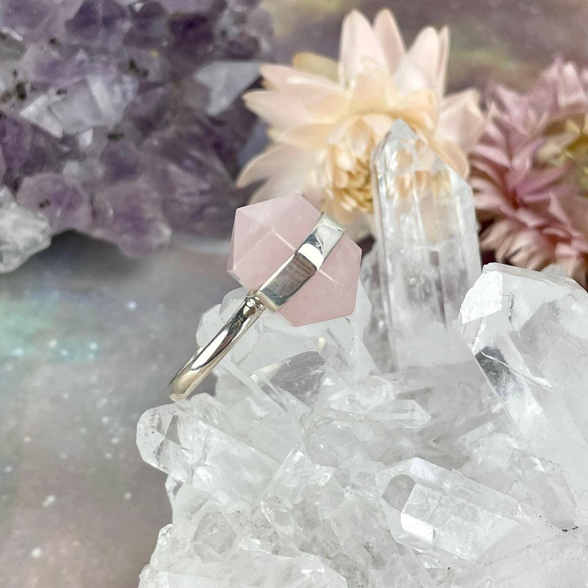 Rose Quartz Point Ring