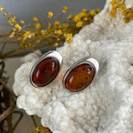 Amber Oval Silver Studs