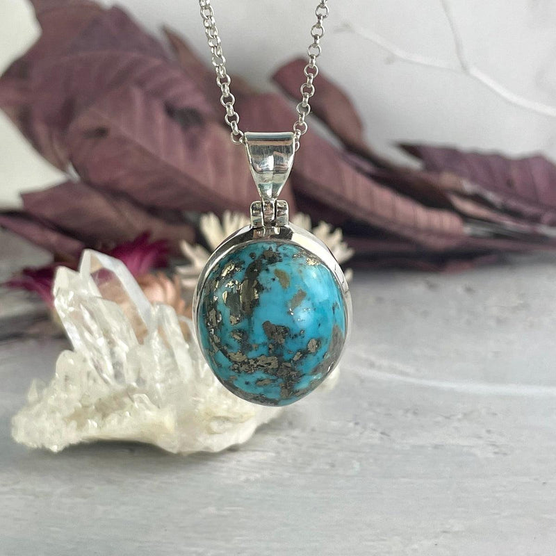 Pyrite In Turquoise Pendant