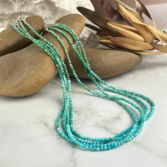 Turquoise 2mm Faceted Bead Necklace