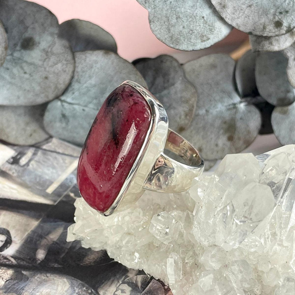 Rectangle Shaped Rhodonite Ring
