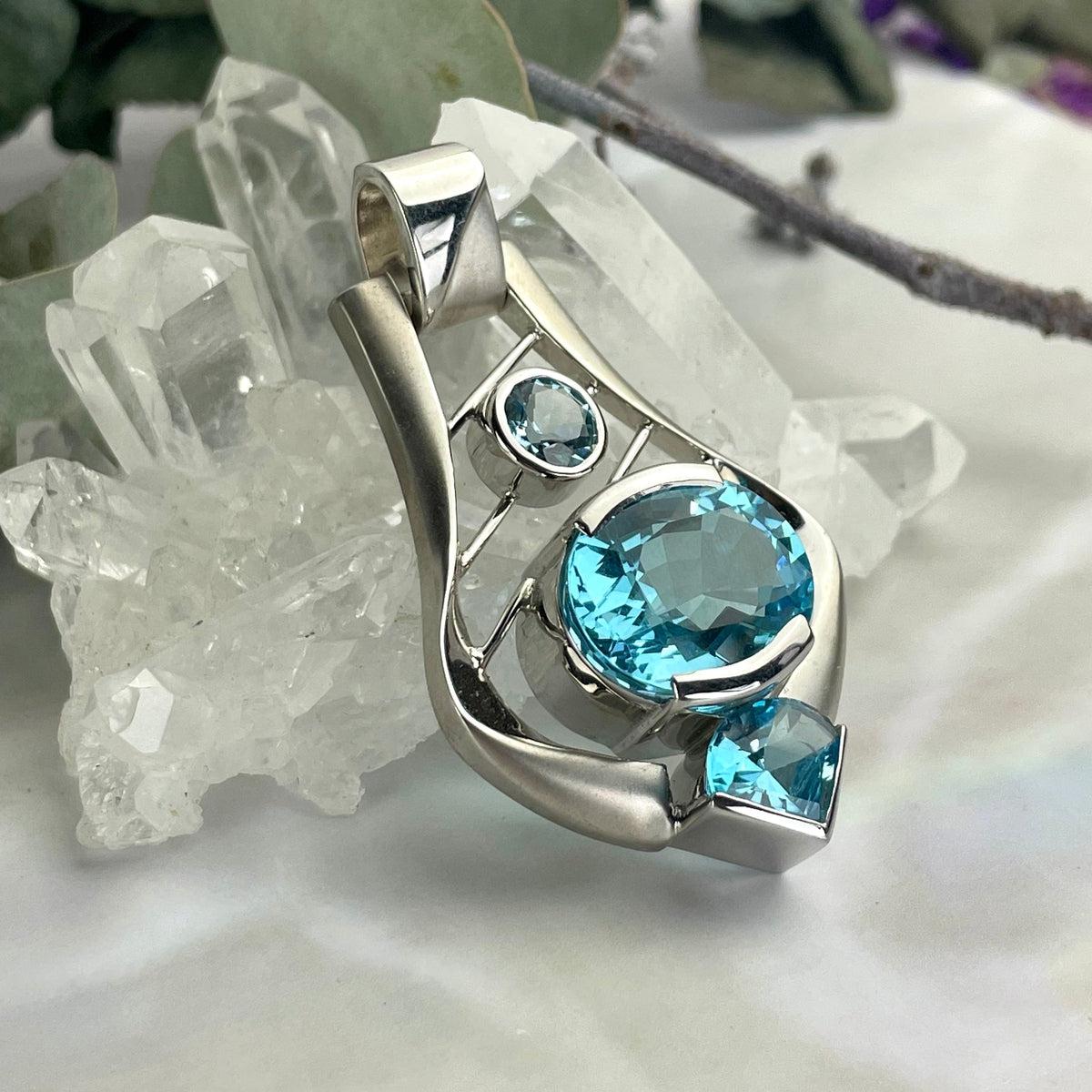 Modern Blue Topaz Pendant