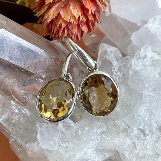 Citrine Oval Cut Drop Earrings