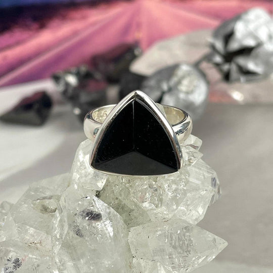 Black Tourmaline Triangle Ring