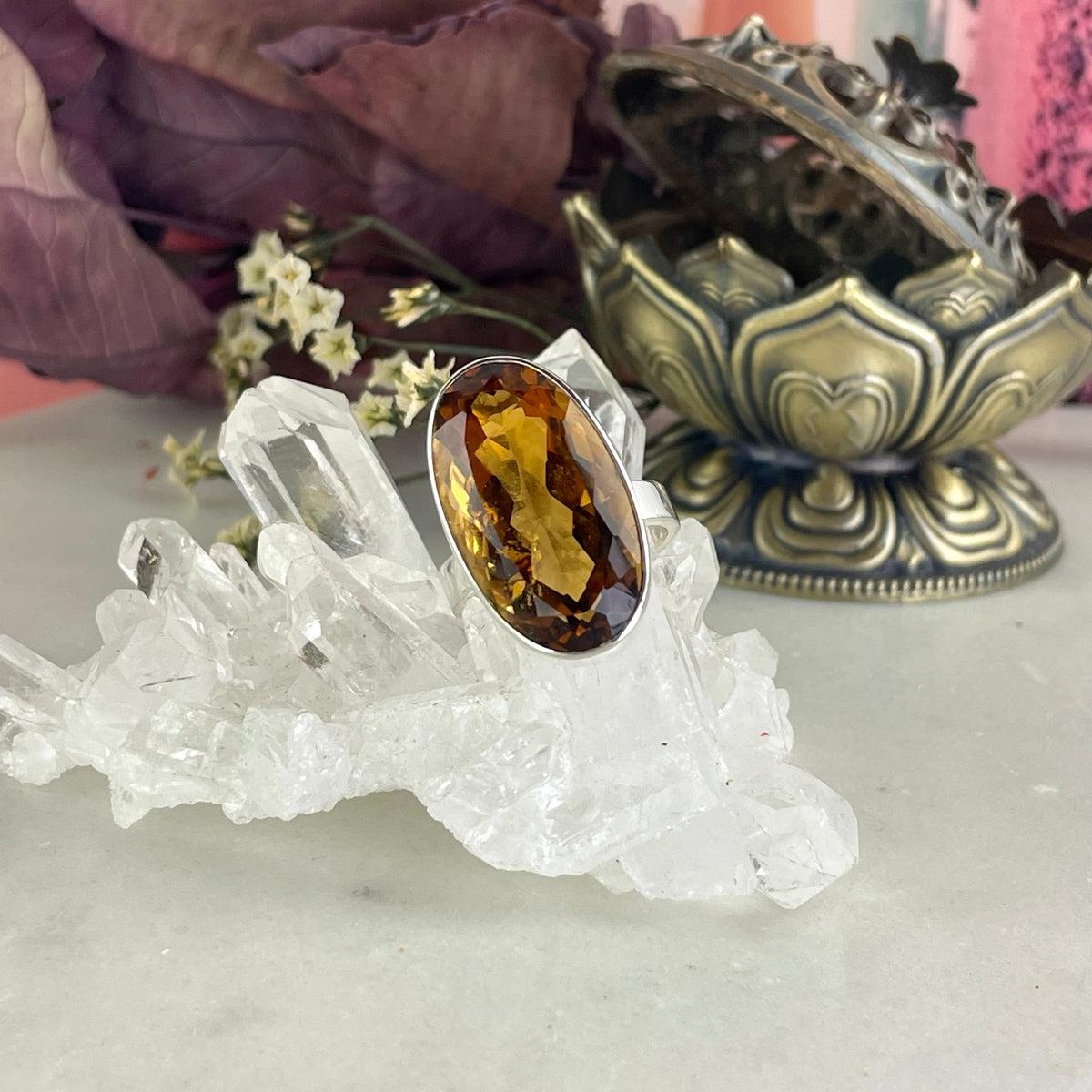Dark Yellow Crystal Ring
