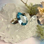 Teardrop Cut Blue Topaz Ring