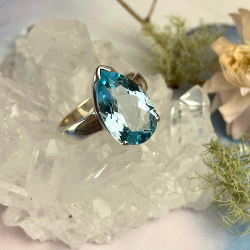 Teardrop Cut Blue Topaz Ring