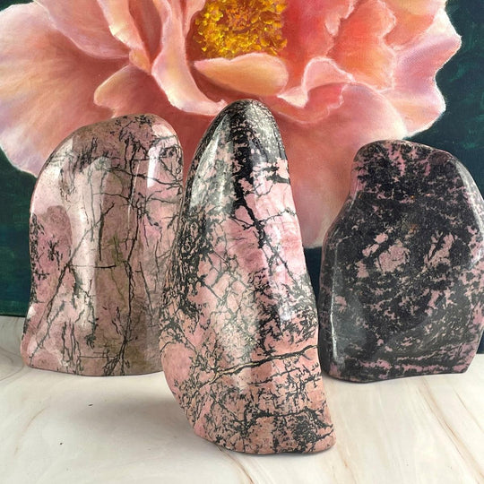 Rhodonite Polished Freeform Crystals
