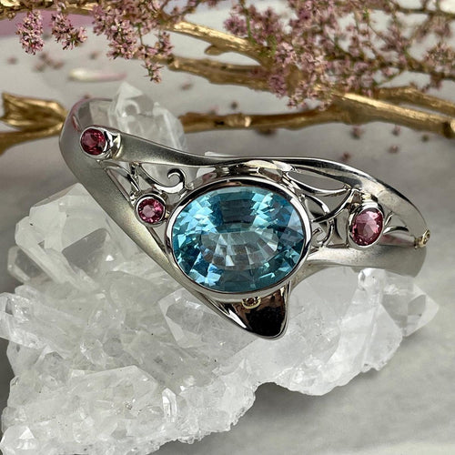 Blue Topaz Silver Cuff Bracelet