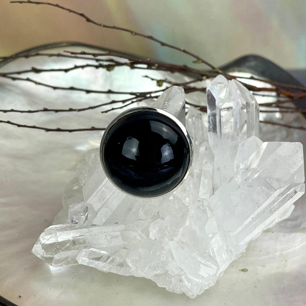 Round Rainbow Obsidian Ring