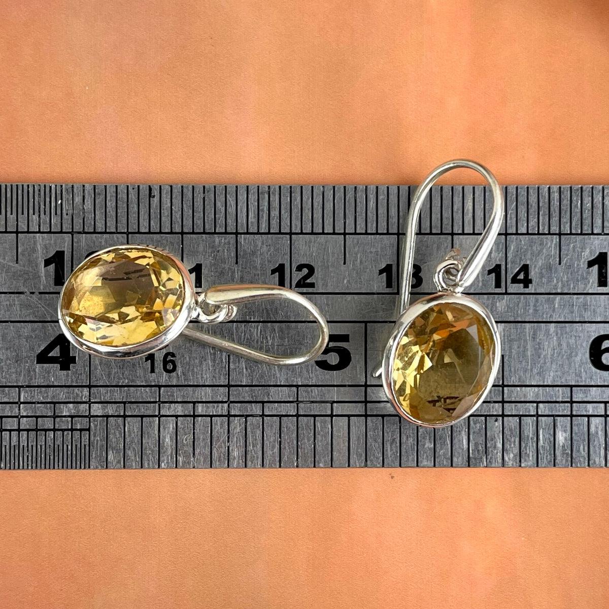 Oval Sterling Silver Citrine Earrings