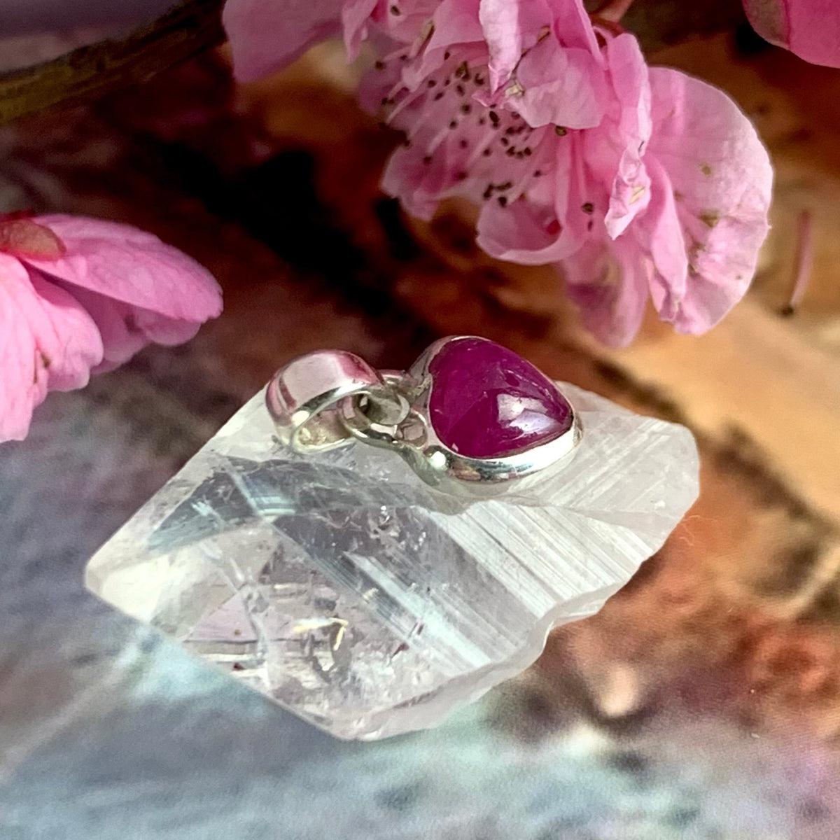 Ruby Heart Silver Pendant