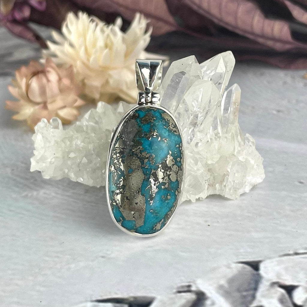 Aqua And Gold Stone Pendant