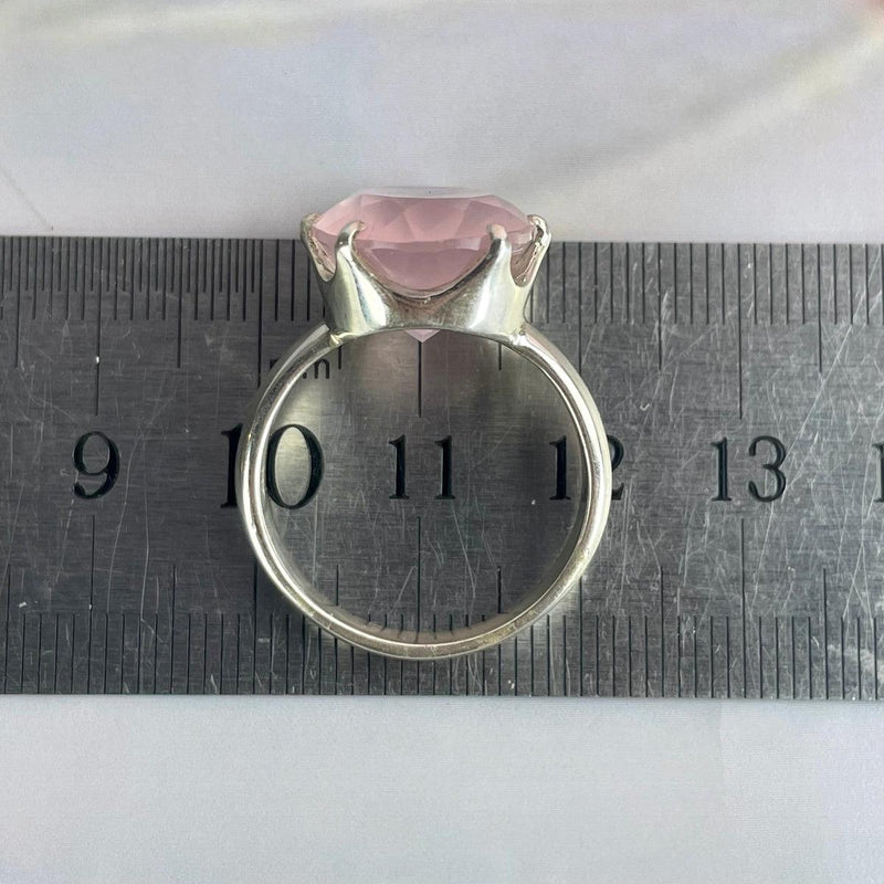 Pink Crystal Silver RIng