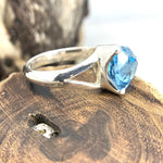 Swiss Blue Topaz Trillion Cut Ring