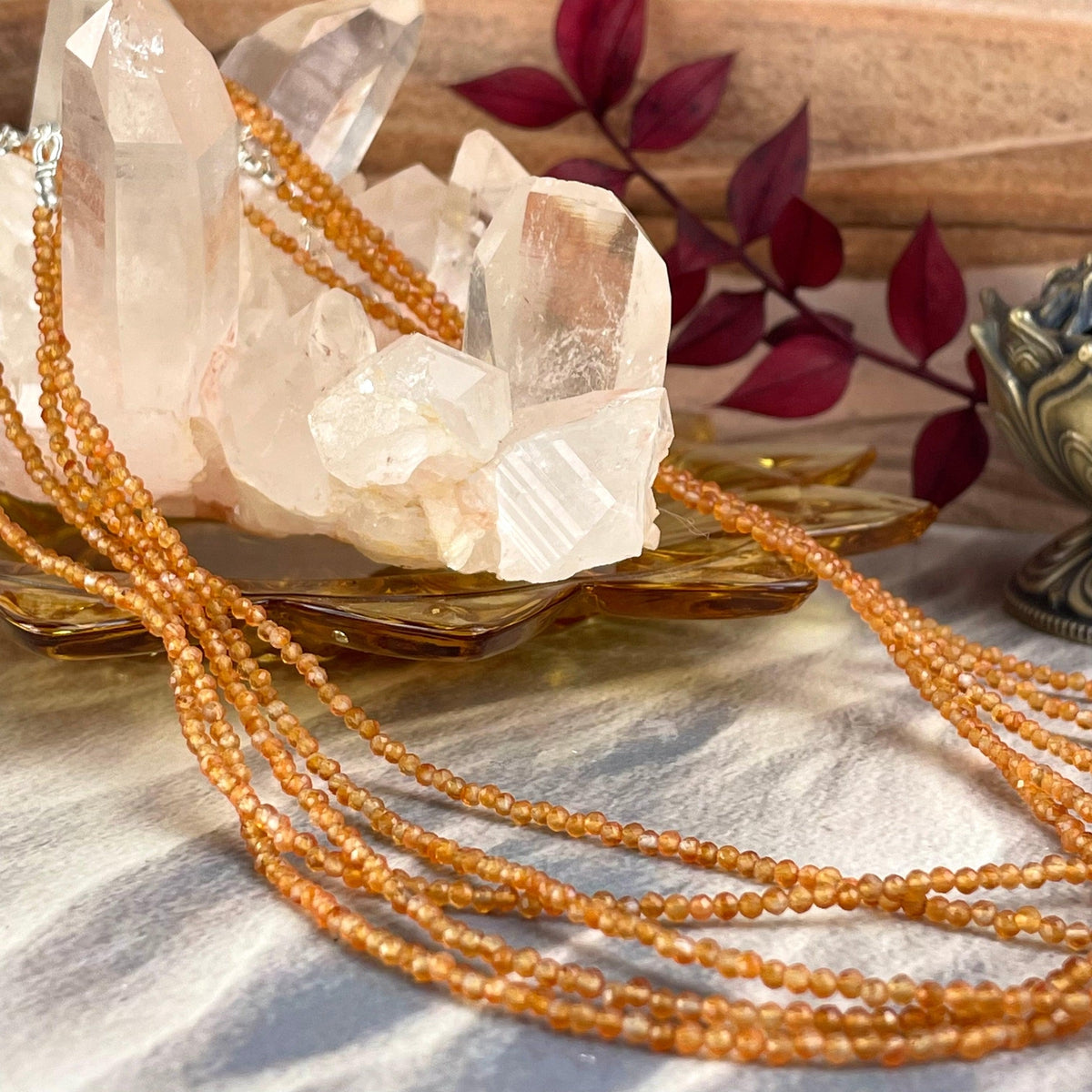 Orange Crystal Bead Necklace