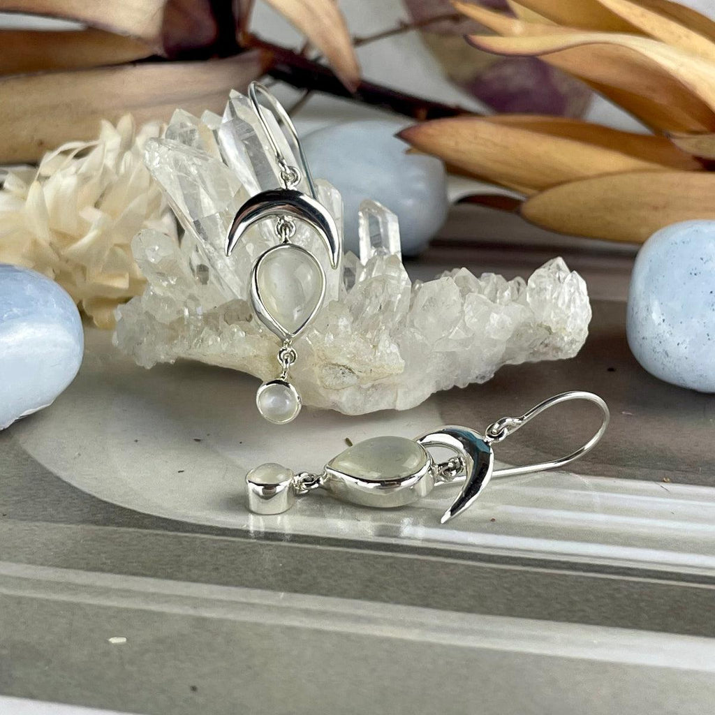 Cat's Eye Moonstone Silver Earrings