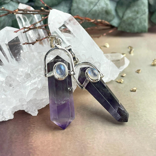 Rainbow Fluorite Point & Rainbow Moonstone Pendant
