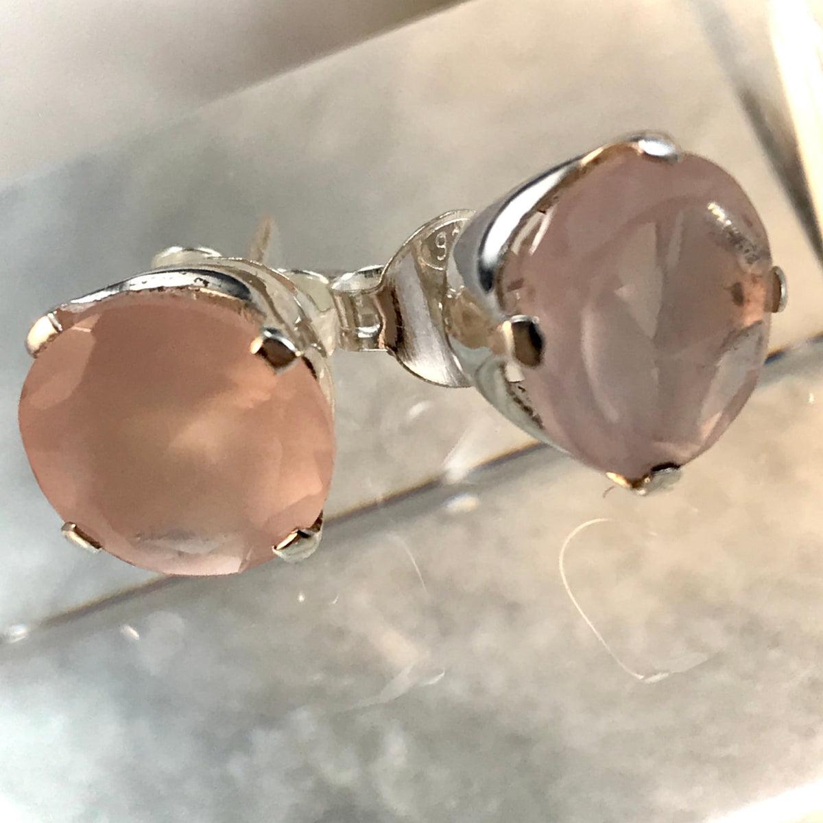 Round Rose Quartz Studs