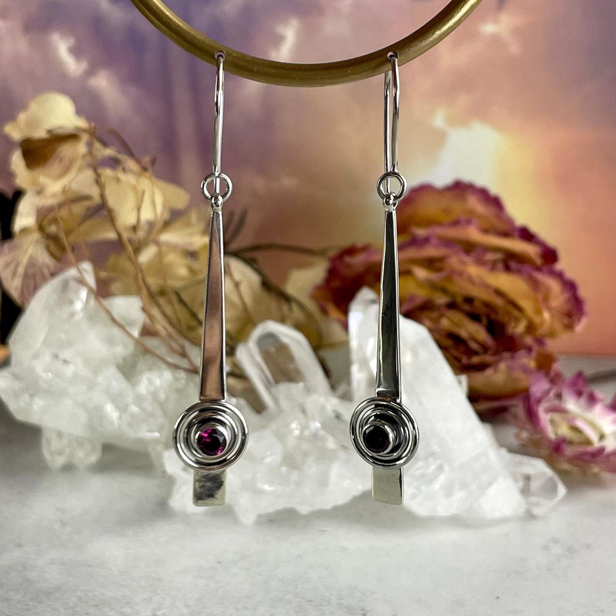 Sterling Silver Pink Tourmaline Earrings