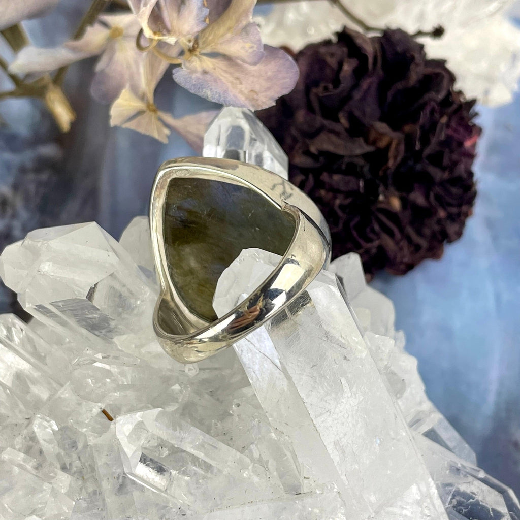 Large Band Size Labradorite Ring