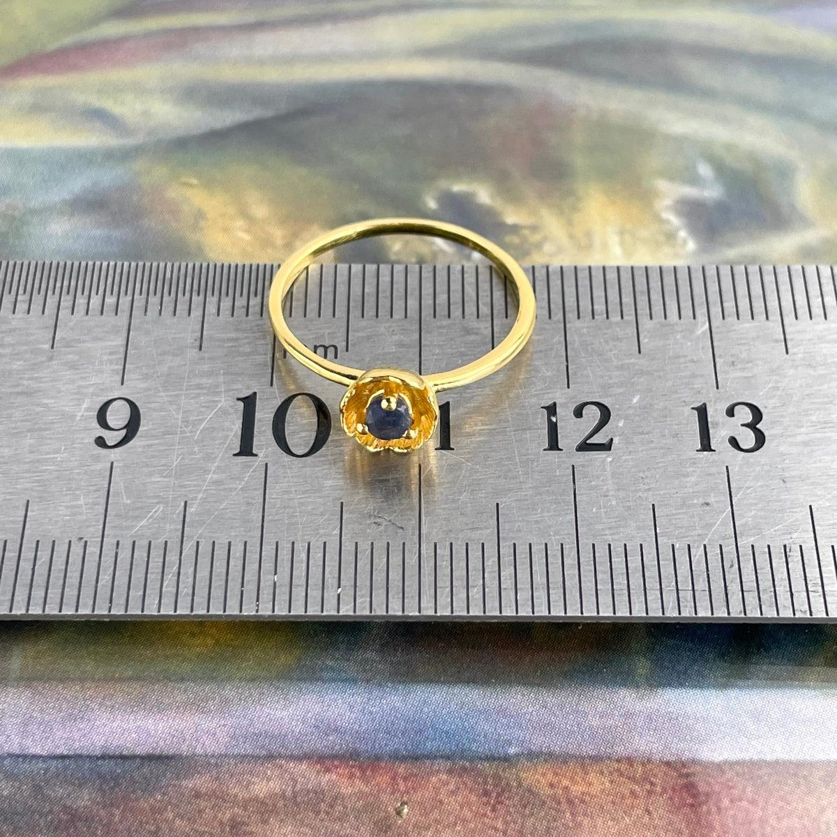 Gold Gemstone Flower Ring