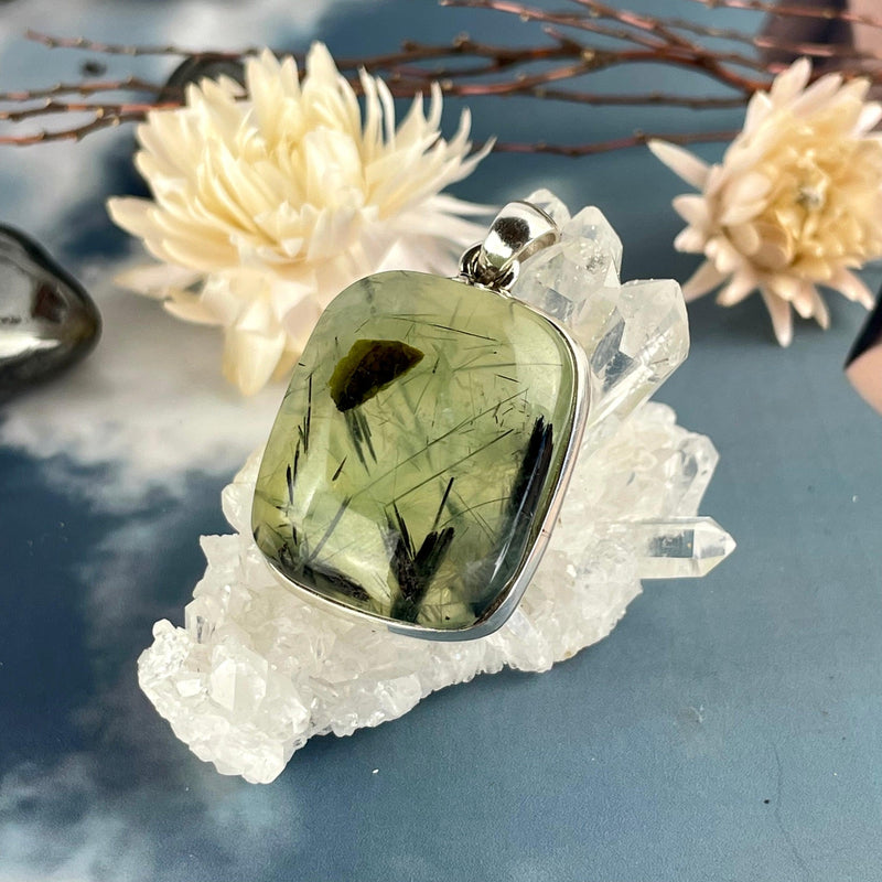 Prehnite With Epidote Pendant